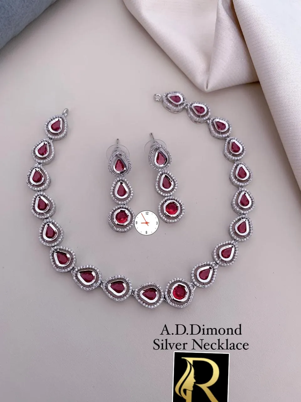 Women's Designer American Diamond & Stone Beautiful Necklace with Earrings