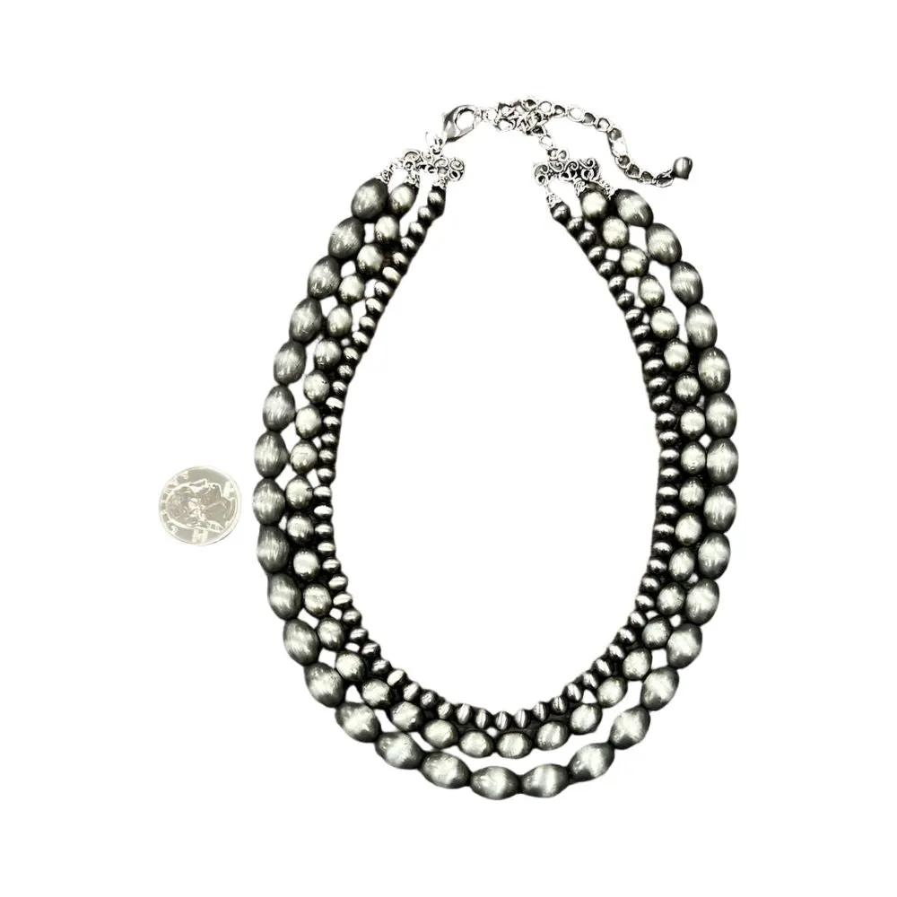 Women's Isac Handmade Oval, Round Navajo Bead Necklace 739055