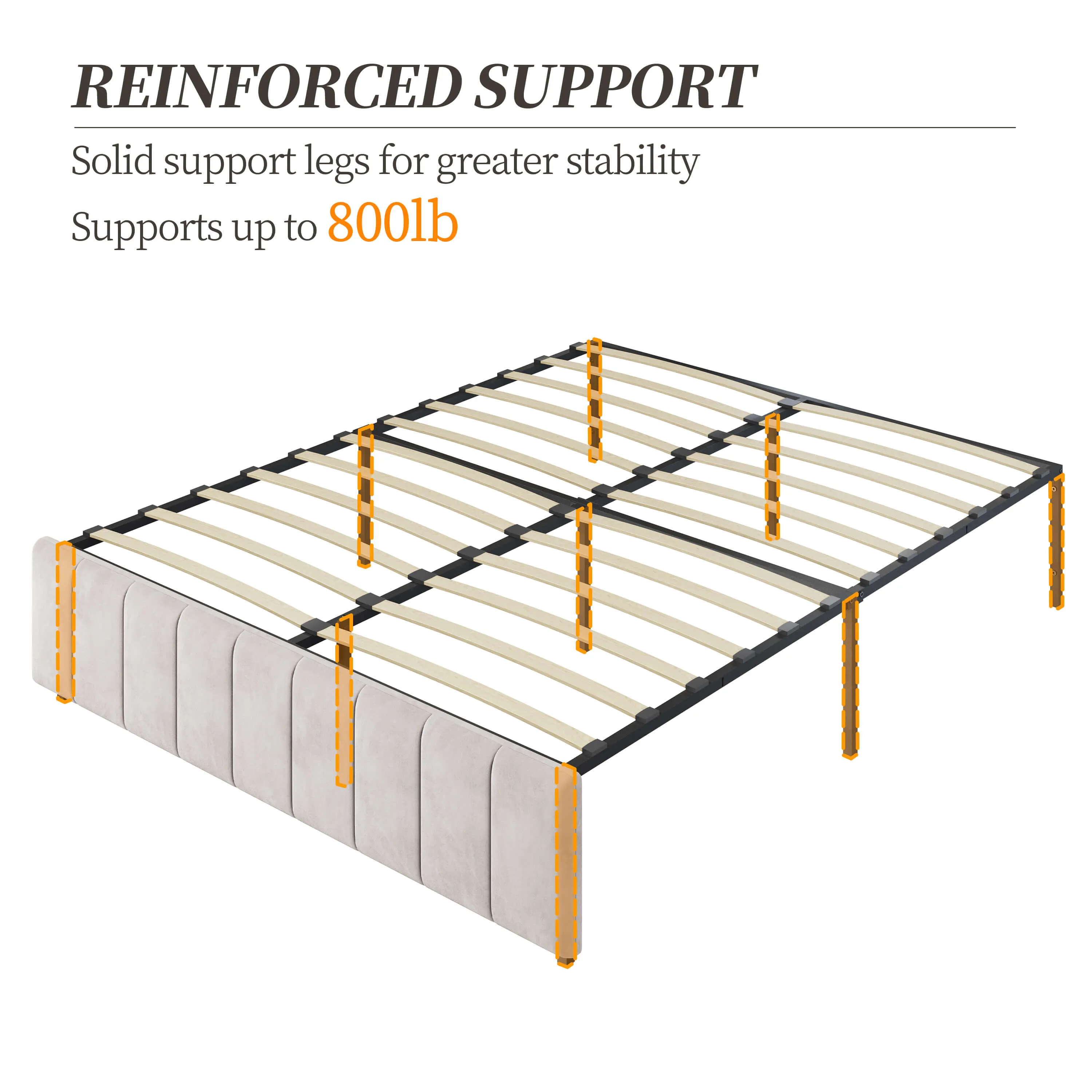 Yaheetech Bed Frame with 4 Storage Drawers, Beige