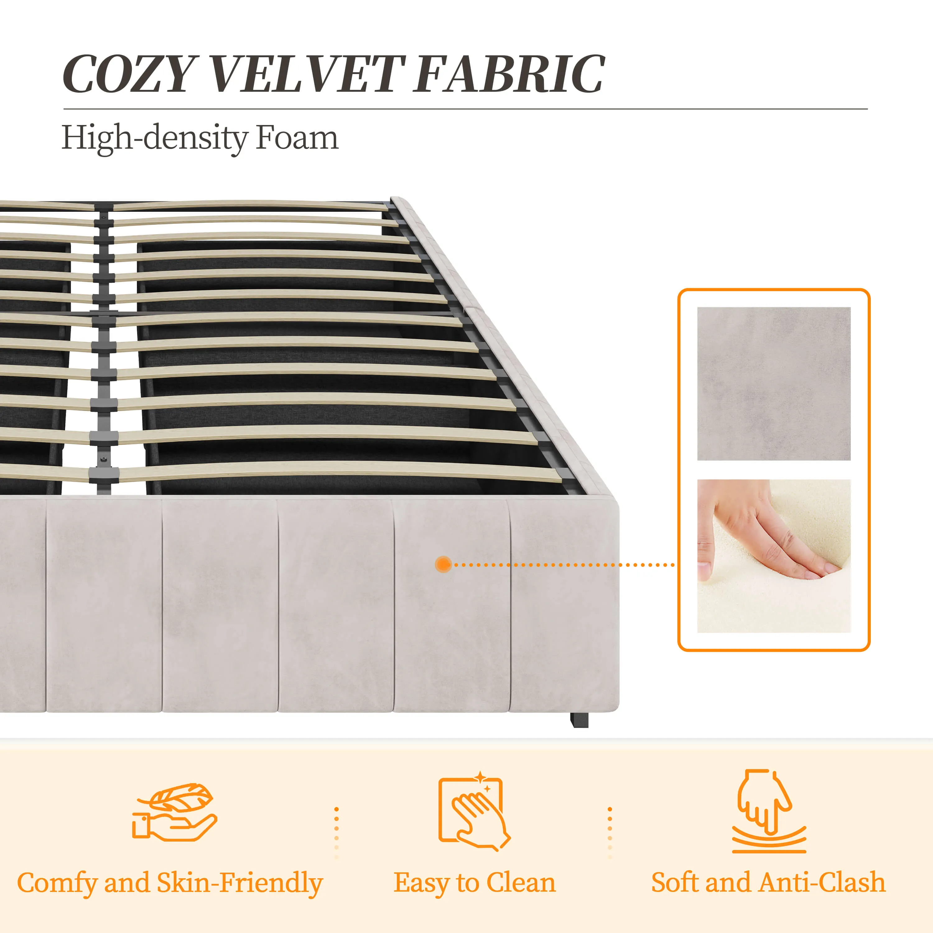 Yaheetech Bed Frame with 4 Storage Drawers, Beige