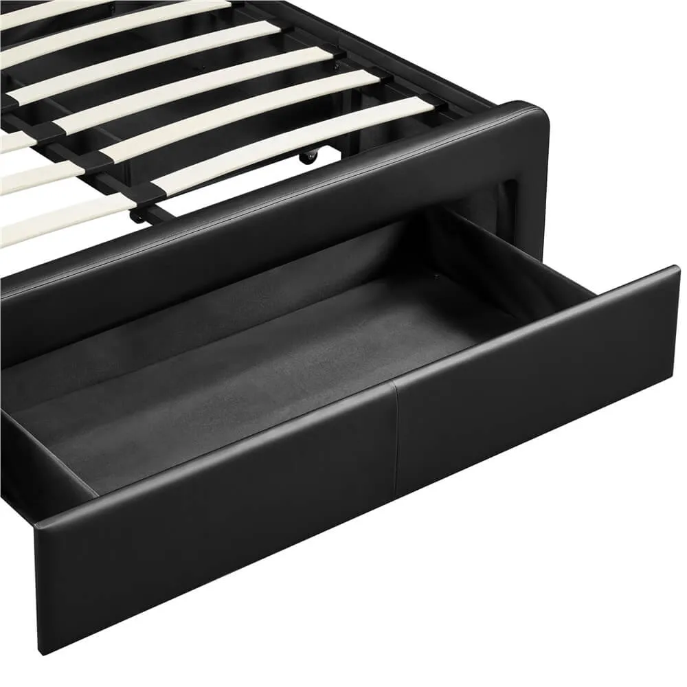 Yaheetech Leather Upholstered Platform Bed with Headboard