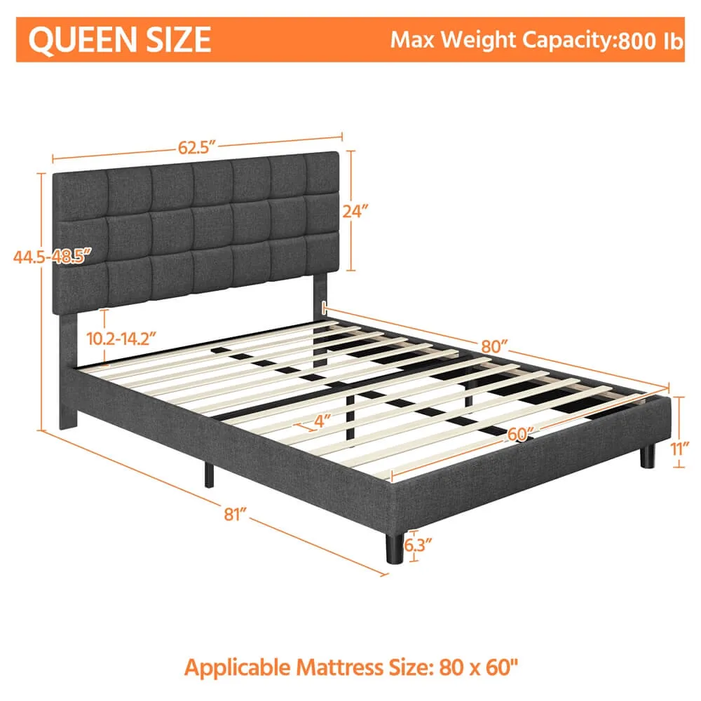 Yaheetech Modern Platform Bed Frame, Dark Gray