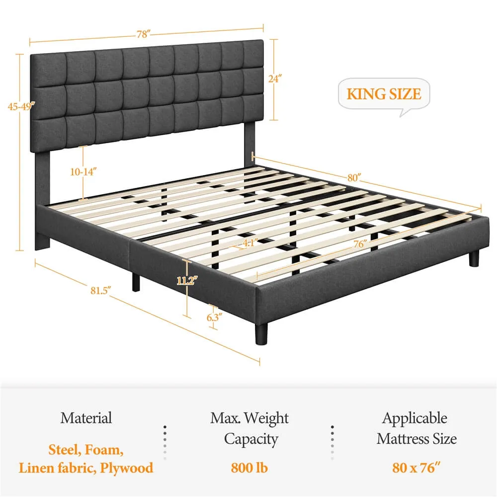 Yaheetech Modern Platform Bed Frame, Dark Gray