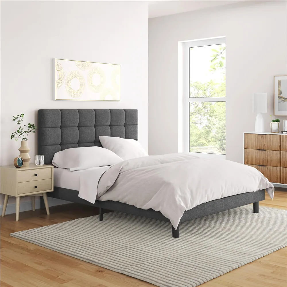 Yaheetech Modern Platform Bed Frame, Dark Gray